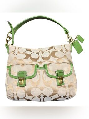 Y2K Coach Daisy Signature Monogram Hobo F23392 Handbag Crossbody Bag Khaki/Green